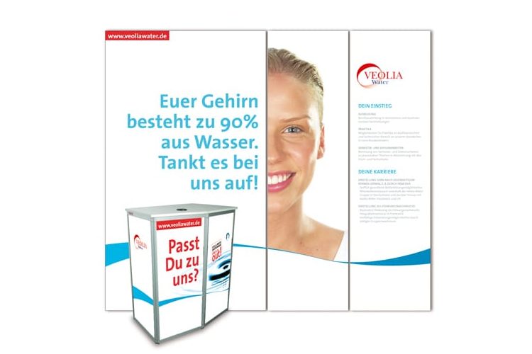 Azubi-Messestand, Imagebroschüre, Kampagne · Veolia Wasser
