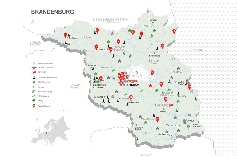 Übersichtskarte Tourismus · Land Brandenburg